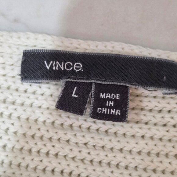 Vince Sweater Size Large White Cotton Rib-Knit Boat Neck Dolman Sleeve Ivory - Picture 6 of 10